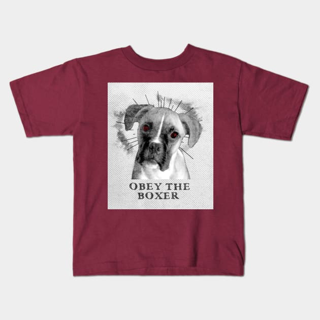 Funny Boxer Design - Obey The Boxer Kids T-Shirt by loumed